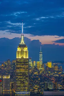 USA, New York, Midtown and Lower Manhattan, Empire State Building and Freedom Tower