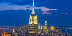 Images Dated 11th January 2016: USA, New York, Midtown and Lower Manhattan, Empire State Building and Freedom Tower