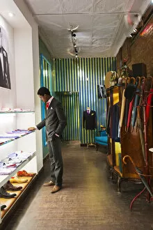 Boutique Gallery: USA, New York, New York City, interior of the Duncan Quinn bespoke mens tailoring