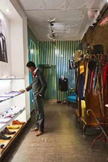 Boutique Prints: USA, New York, New York City, interior of the Duncan Quinn bespoke mens tailoring