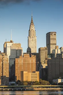 USA, New York, New York City, Long Island City, Mid town Manhattan skyline with Empire