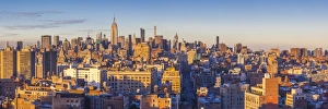 USA, New York, New York City, Lower Manhattan, Mid-town Manhattan skyline, elevated view