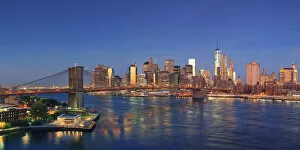 Images Dated 24th December 2015: USA, New York, New York City, Lower Manhattan and Brooklyn Bridge