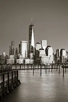USA, New York, New York City, Lower Manhattan Skyline from Newport Beach