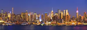 The City At Night Prints: USA, New York, New York City, Manhattan Skyline from New Jersey