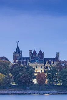 USA, New York, Thousand Islands Region, Alexandria Bay, Boldt Castle, historic home, dusk USA, New York, Thousand Islands Region, Alexandria Bay, Boldt Castle, historic home, dusk