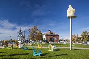 USA, New York, Western New York, Buffalo, Canalside Park, renovated former industrial
