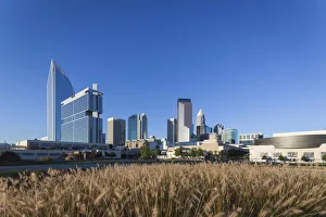 Charlotte Prints: USA, North Carolina, Charlotte, city skyline from the west