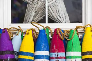 Buoys Prints: USA, North Carolina, Outer Banks National Seashore, Corolla, crayon-colored decorative