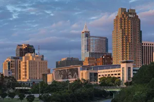 State Capital Cities Prints: USA, North Carolina, Raleigh, city skyline