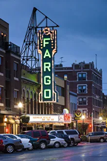 USA, North Dakota, Fargo, Fargo Theater, marquee