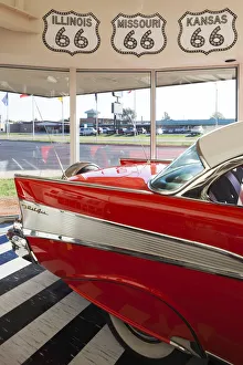 Americana Prints: USA, Oklahoma, Clinton, Route 66 Museum, 1957 Chevrolet automobile
