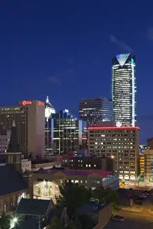 Great Plains Prints: USA, Oklahoma, Oklahoma City, elevated city skyline with Devon Tower