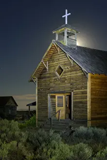USA, Oregon, Fort Rock, Old Church at the Homstead Museum