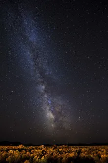 Images Dated 14th September 2016: USA, Oregon, Lake County, Fort Rock, Milky Way and rabbitbrush desert