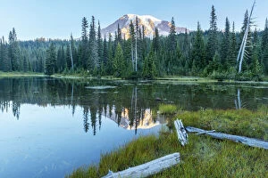 Images Dated 14th July 2020: USA; Pacific Northwest; Washington; Mount Rainier National Park, Reflection lake