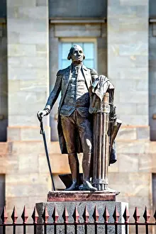 State Capitol Building Prints: USA, Raleigh, North Carolina, George Washington Statue, 1857, State Capitol Building