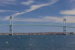 Jamestown Prints: USA, Rhode Island, Jamestown, view of the Newport Bridge