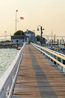 Jetties Prints: USA, Rhode Island, Newport, Lime Rock Island and Ida Lewis Yacht Club jetty