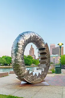Artwork Prints: USA, Rhode Island, Providence, Downtown skyline and Providence River