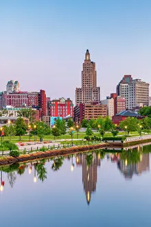 Rhode Island Prints: USA, Rhode Island, Providence, Downtown skyline and Providence River