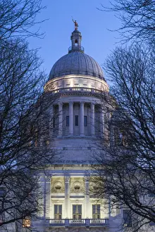 USA, Rhode Island, Providence, Rhode Island State House, exterior, dawn