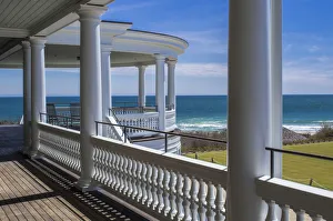USA, Rhode Island, Watch Hill, Ocean House, luxury resort since 1868, porch