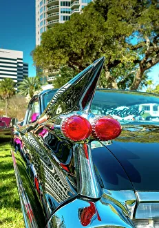 USA, Saint Petersburg, Florida, 1959 Cadillac Coupe DeVille, Tail Fins, Bullet Tail Lights