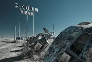 Disused Prints: USA, Texas, Route 66, Conway Bug Ranch, Made of VW Beetles