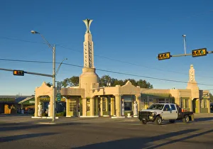 Stations Prints: USA, Texas, Route 66, Shamrock, Old Art Deco Tower, Conoco Gas Station and U-Drop