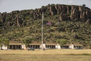 Images Dated 11th January 2022: USA, Texas, West Texas, Fort Davis, National Historic site, lowering the flag