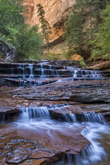 Waterfalls Collection: USA, Utah, Zion National Park, Left Fork