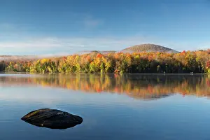 Tim Mannakee Prints: USA, Vermont, New England Lake near Marshfield in the fall