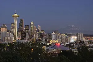 Washington Prints: USA, West Coast, Washington, Seattle skyline cityscape