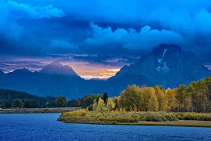 USA, Wyoming, Rockie Mountains, Teton County, Grand Teton National Park, sunset over