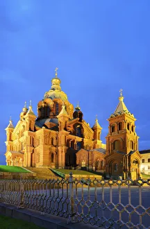 Uspenski Orthodox Cathedral in the evening. Helsinki, Finland