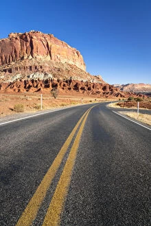Images Dated 8th April 2020: Utah State Route 24 by Whiskey Flat rock formation, Capitol Reef National Park, Utah
