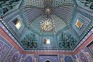 Silk Route Prints: Uzbekistan, Samarkand, Interior of Shah-i-Zinda shrine complex
