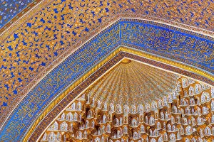 Images Dated 29th November 2022: Uzbekistan, Samarkand, Registan square, decorative interior of the Ulugh Beg madrassah