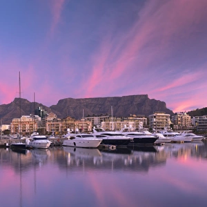 V+A Waterfront Marina at sunset, Cape Town, Western Cape, South Africa