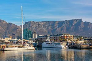 Masts Prints: V & A Waterfront and Table Mountain, Cape Town, Western Cape Province, South Africa