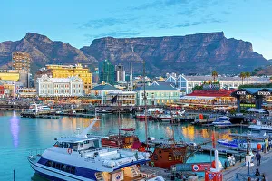 Cape Town Prints: V & A Waterfront and Table Mountain at Dusk