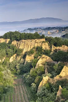Ravine Prints: Valdarno with the balze, near Persignano, Terranuova Bracciolini, Arezzo, Tuscany, Italy