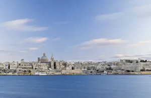 Images Dated 9th April 2020: Valletta with the St. Pauls Cathedral and Charmelite Church, Malta