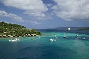 Vanuatu Prints: Vanuatu, Efate Island Port Vila, Aerial View of Vila Bay and Iririki Island