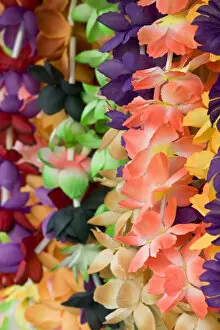 Images Dated 6th March 2008: Vanuatu, Efate Island Port Vila, Waterfront Market- flower leis