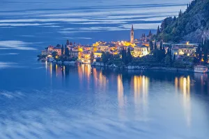 Varenna Prints: Varenna at dusk, Como lake, Lecco province, Lombardy, Italy