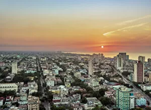 Images Dated 8th September 2020: Vedado at sunset, elevated view, Havana, La Habana Province, Cuba