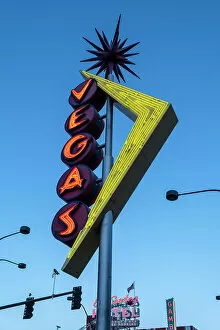Images Dated 23rd March 2023: Vegas sign, Fremont Street, Downtown, Las Vegas, Nevada, USA