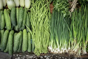 Vegetables for sale in a market, Luang Prabang (ancient capital of Laos on the Mekong river), Laos